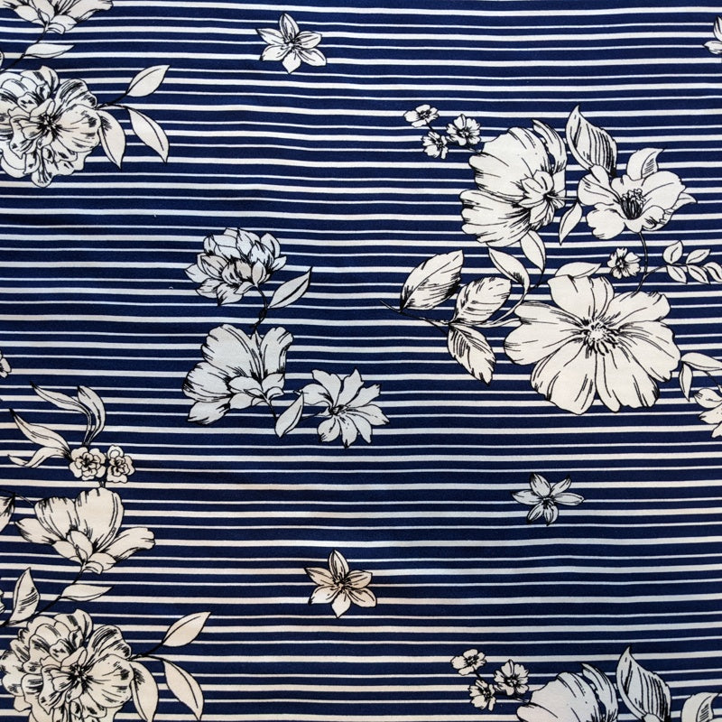 Navy Floral Stripe
