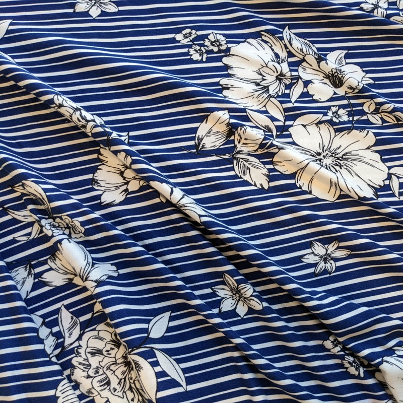 Navy Floral Stripe